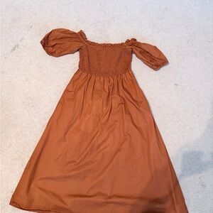 Old Navy Brown Off-Shoulder Midi Dress With Side Pockets Size S